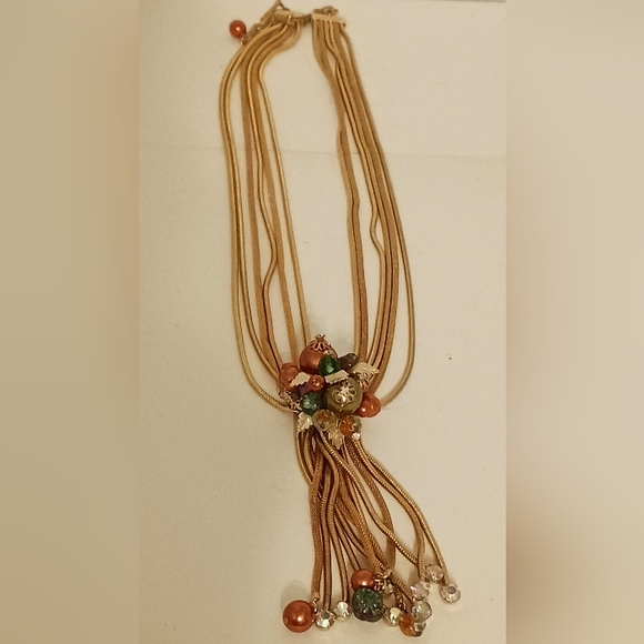 Alice Caviness Unsign Vintage Mesh Tassel Imitation Pearl Six Strand Neclace - Picture 8 of 8